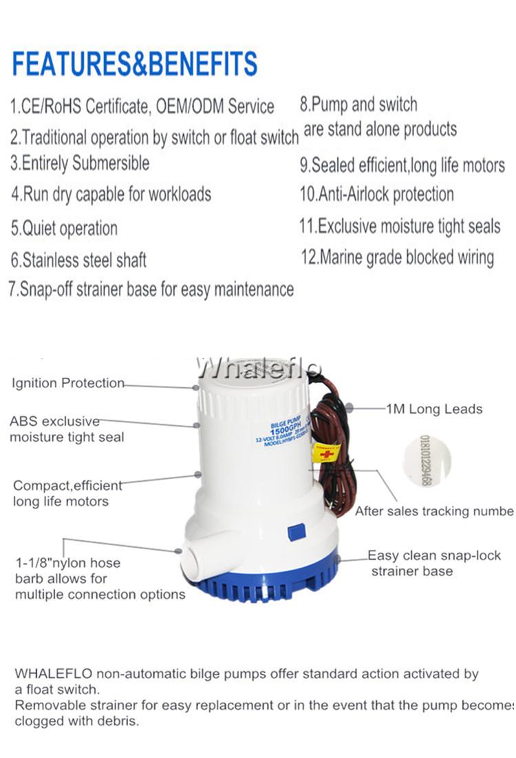 Whaleflo 1500GPH bilge pump details